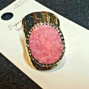 Pink faux crystal ring